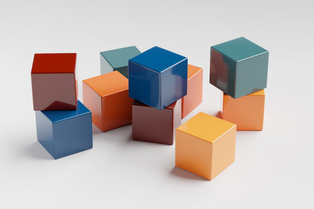 colored children cubes on white background, 3d illustration