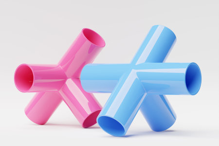 3D illustration colorful geometric figure on a white background. Fantastic shape. Simple geometric shapes.の写真素材