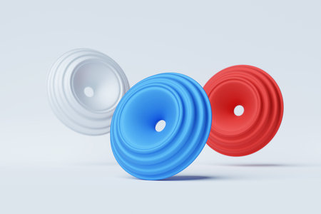 3D illustration of a white, blue and red volumetric figures on white background