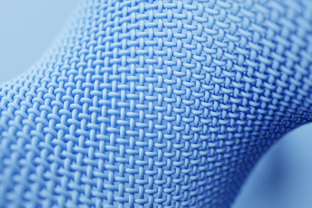 3D blue metal mesh illustration. Bright abstract ornament textured background.の写真素材