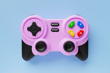 Game controllers gamepads. Realistic 3d illustration pink element In plastic cartoon style. Modern...