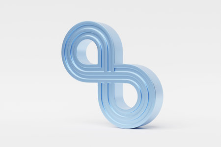3D illustration of a blue volumetric infinity sign on a white background