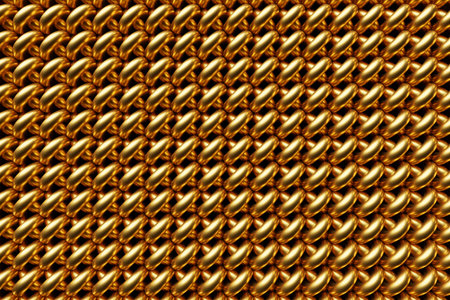3D gold metal mesh illustration. Bright abstract ornament textured background.