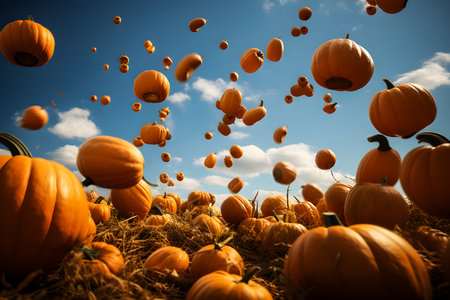 Falling and flying Whole pumpkins, fairy tail, generative aiの素材