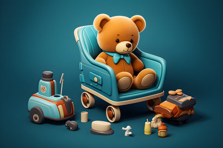 3d illustration baby cartoon toys toys, generative aiの素材