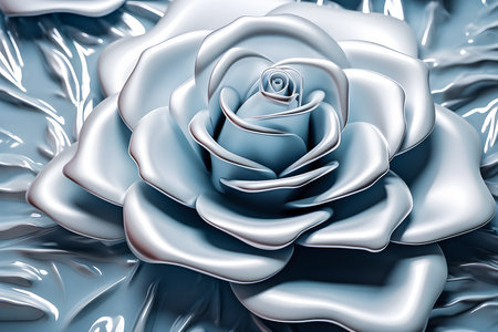 Silver rose flower, surface of ripples, transparent, , shadows, generative aiの素材