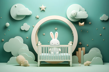 interior of a children's room for a baby, generative aiの素材