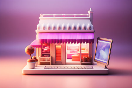 Online shopping concept, store in smartphone, generative aiの素材