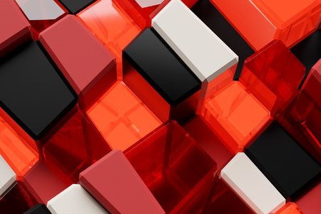 3D illustration volumetric colorful cubes on a geometric monophonic background. technology geometry...