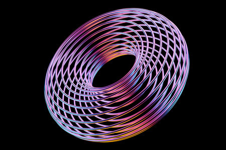 Object placement mockup for cosmetic product with flying abstract torus, 3d rendering of modern...