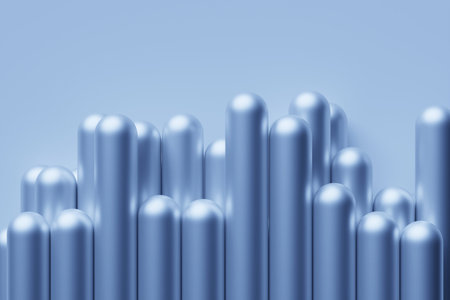 3d illustration of a abstract background, many blue cylinders. Geometric structure. 3D...
