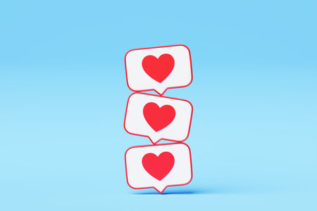 Social media heart icon, like icon, 3d icon, heart, online social communication applications...