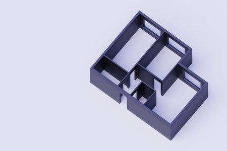 3d rendering of black furnished model of home apartment