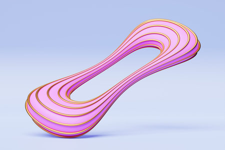 3d illusion pink isometric abstract shapes colorful shapes intertwined. 3D illustration