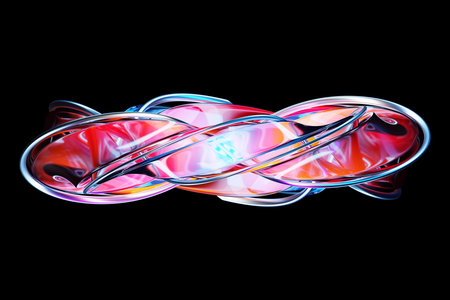 Abstract shape against black background, 3D illustration. Smooth shape 3d rendering