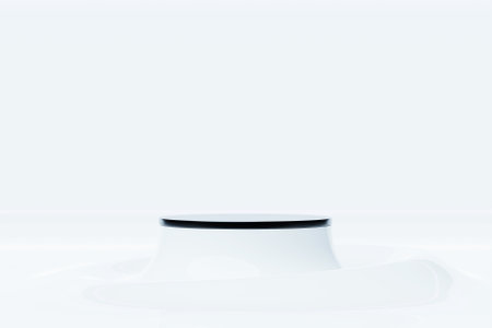 3d illustration of a circle podium stand on the background of a geometric composition. 3d rendering. Minimalism geometry backgroundの写真素材