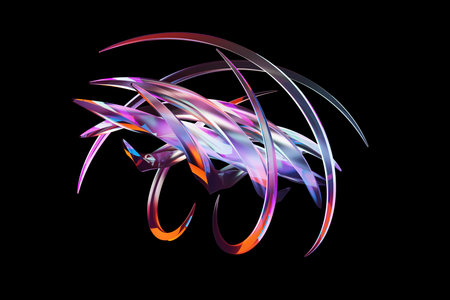 Abstract shape against black background, 3D illustration. Smooth shape 3d rendering, colorful shapes...