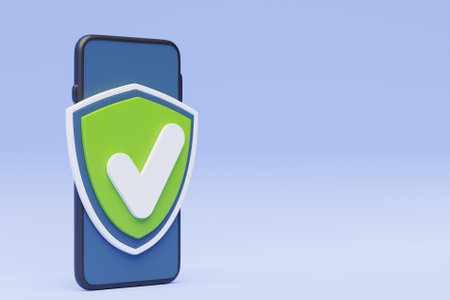 3D illustration of secure internet connection, smartphone privacy and VPN connection protection. Mobile security concept.の写真素材