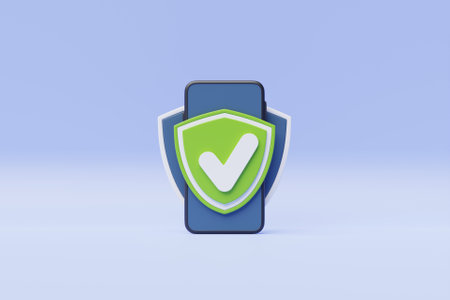 3D illustration of secure internet connection, smartphone privacy and VPN connection protection. Mobile security concept.の写真素材