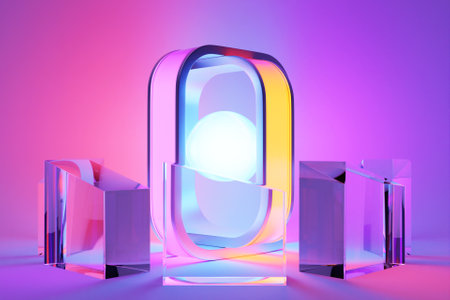 Abstract luminous dynamic shape with smooth edges. 3D illustration and rendering. Elegant line background.の写真素材