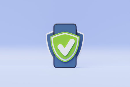 3D illustration of secure internet connection, smartphone privacy and VPN connection protection. Mobile security concept.の写真素材