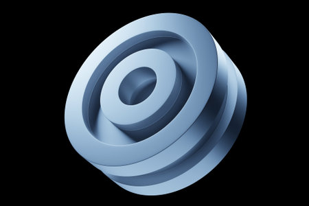 3d illustration of a blue rounded shape. 3D illustration, neon illusion, isometric abstract shapesの写真素材