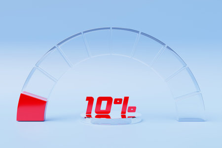 3d illustration of speed measuring speed icon. Colorful panel icon, pointer points to red color