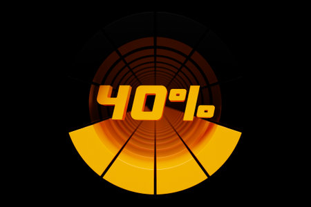 3d illustration of a bright instrument panel depicting values from normal to critical values in different colors on a black backgroundの写真素材