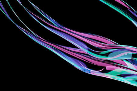 3d illustration of design colorful abstract wave on a black background. Voice recognition,...