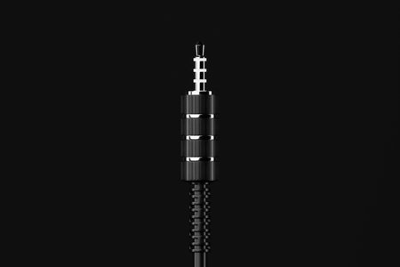 3.5 mm audio mini jack plug isolated on a black background. 3d illustration