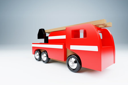 3d illustration of a red firefighter car emergency vehicle on a white background