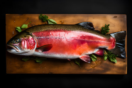 close up of the fresh fish trout, generative aiの素材