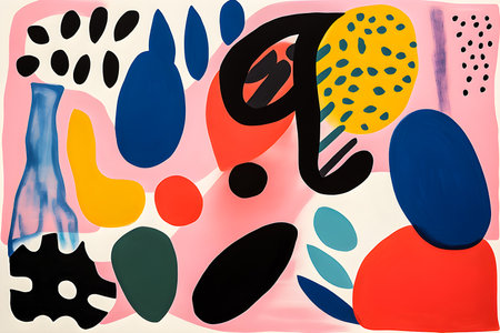 3D rendering of an abstract pop art composition. Geometric shapes for presentation or product layout, generative aiの素材
