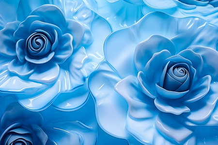 Aqua texture with blue rose flower, surface of ripples, transparent, , shadows, generative aiの素材
