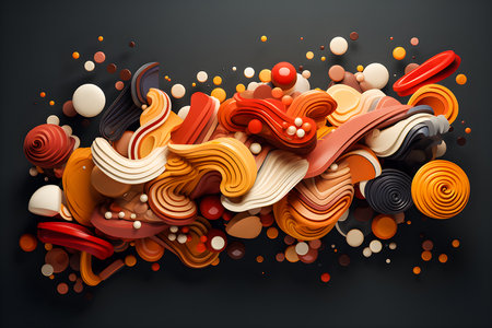 Abstract bright geometric composition. Vivid fantasy scene,generative aiの素材