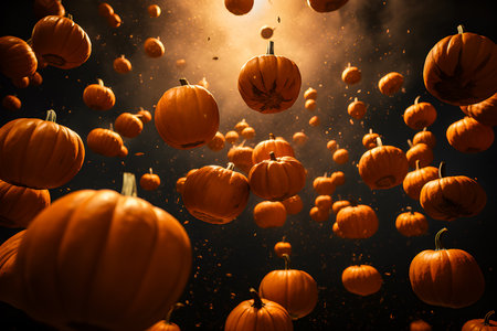 Falling and flying Whole pumpkins, fairy tail, generative aiの素材