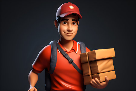 Delivery man cartoon character, generative aiの素材