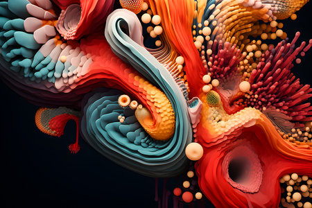 Abstract bright geometric composition. Vivid fantasy scene,generative aiの素材