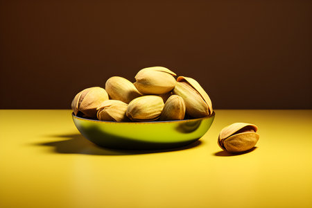 Close-up of unshelled pistachios 3d illustration created by aiの素材