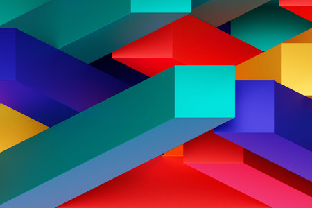 3d illustration of a colorful stripes. Geometric stripes similar to waves. Abstract glowing crossing...