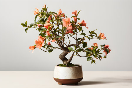 Close-up, homemade fictional plant with pink flowers. Plant composition, generative aiの素材