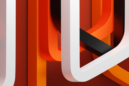3d illustration of a colorful stripes. Geometric stripes similar to waves. Abstract crossing lines patternの写真素材