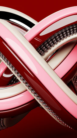 Abstract pink shape against red background, 3D illustration. Smooth shape 3d renderingの写真素材
