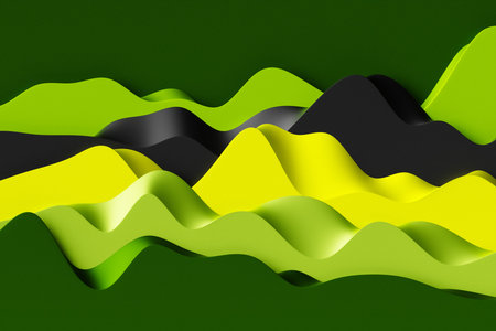 3D illustration colorful stripes in the form of wave waves, futuristic background.