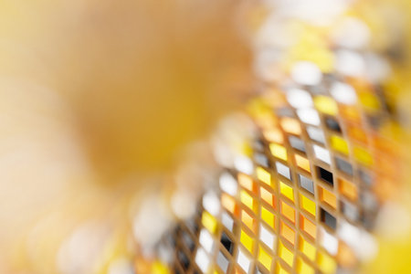 3D illustration of volumetric colorful rhombuses,soft focus. Parallelogram pattern. technology...