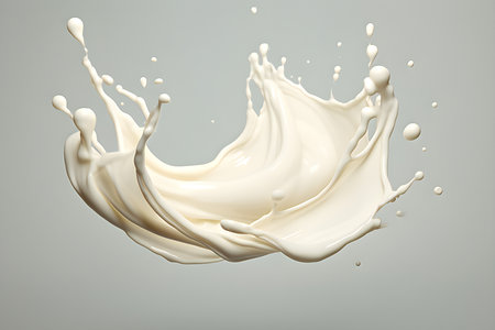 3D illustration of abstract splash of white milk or water. . Abstract background rotation with effect, generated by AI. 3D illustrationの素材