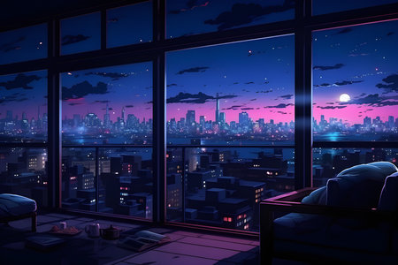 3D rendering neon metropolis. Nightlife concept, downtown business district, cyberpunk theme, tech background created by artificial intelligence.の素材