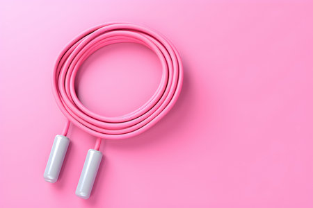Pink jump rope for exercise isolated on monochrome background, generated by AI. 3D illustrationの素材