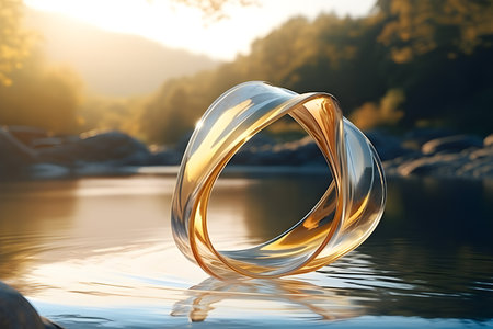 3d illustration of a transparent shapes. Abstract glowing lines pattern, illusion isometric abstract shapes colorful shapes intertwined, generated by AI.の素材