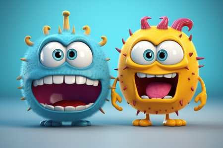 Multicolored Cartoon Monsters. Set of cartoon characters. Design for print, party decoration, t-shirts, created by aiの素材